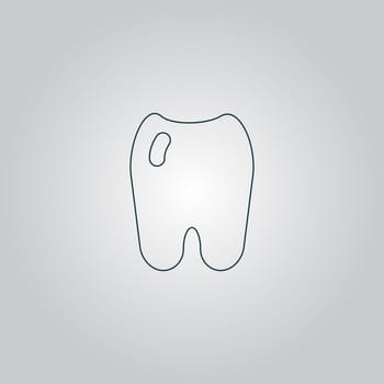 Tooth. Flat web icon, sign or button isolated on grey background. Collection modern trend concept design style vector illustration symbol