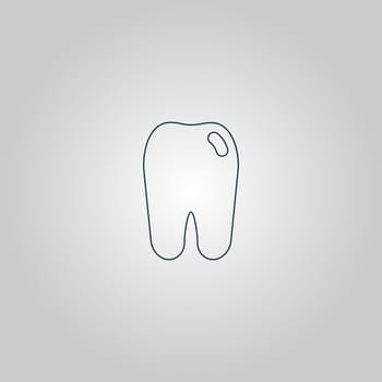 Tooth icon. Flat web icon, sign or button isolated on grey background. Collection modern trend concept design style vector illustration symbol