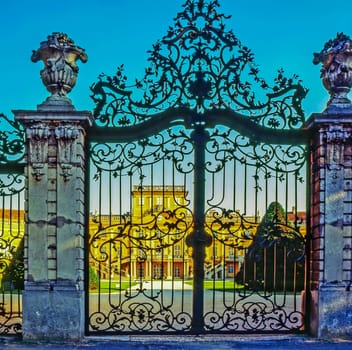 Wrought iron ornamental gates on Eszterhazy Palace, Hungary