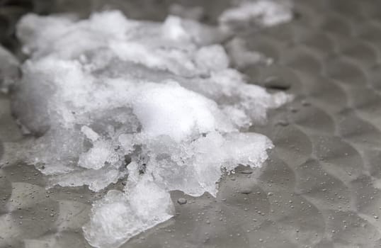 Detail of cold day of snow and ice in winter