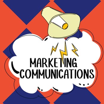 Conceptual display Marketing Communications, Word for linked all forms or communication