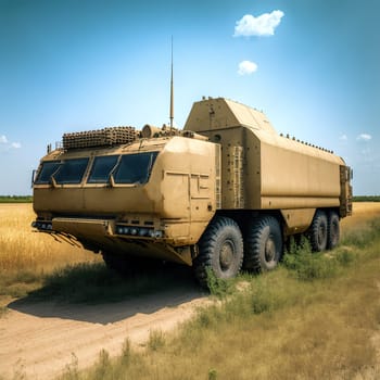 military vehicle, rocket launcher created with Generative AI technology.