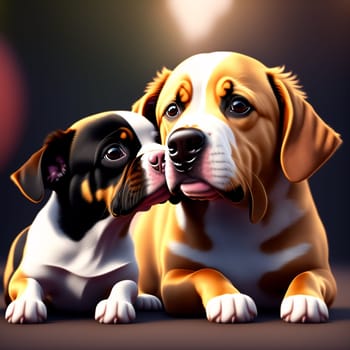 Two dogs in love created with Generative AI technology.