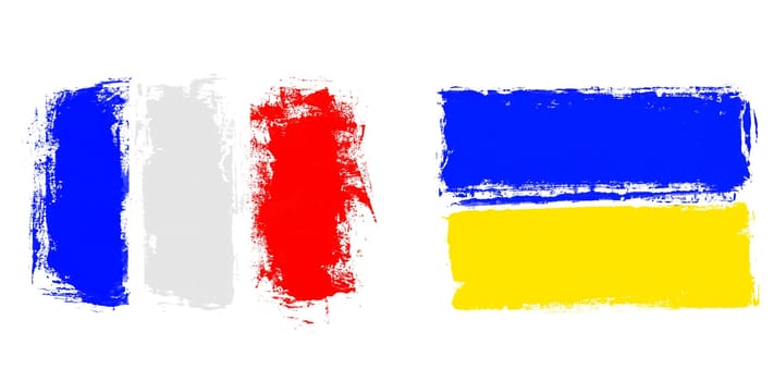 2 grunge Flaggen: Fahne von Frankreich und der Ukraine