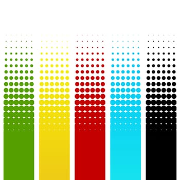 Five gradient banner with color transition green, yellow, red, blue and black