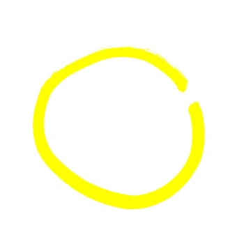 Hand drawn yellow isolated circle on white background
