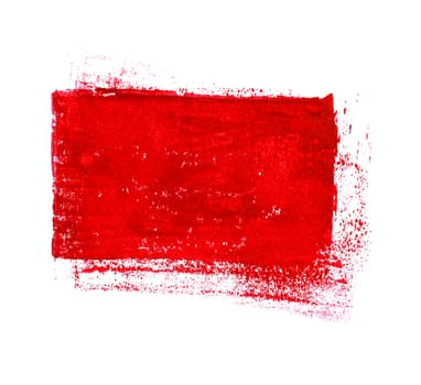 Very dirty red paintbrush banner with copyspace on white background