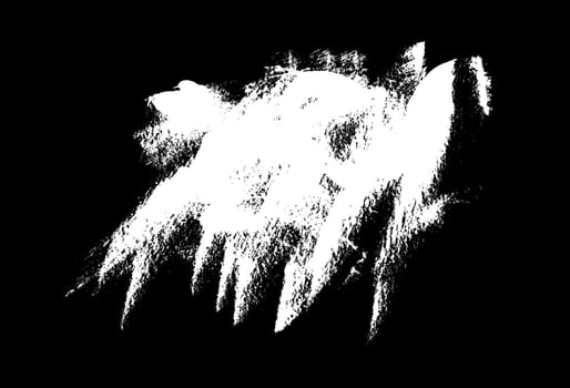 Very dirty white paintbrush drawing on black background