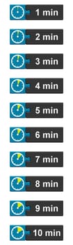 Puzzle Button set showing 1-10 Minutes