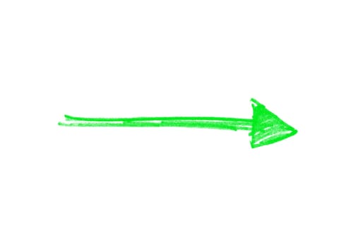 Hand painted sketch of green pencil arrow