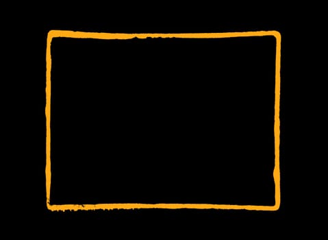 Hand drawn yellow rectangle frame on black background