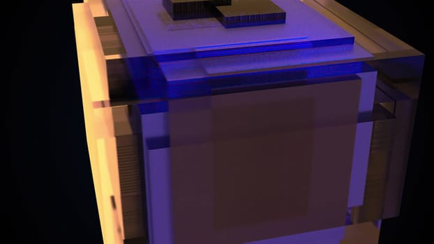 Glass digital cubes. Computer generated 3d render