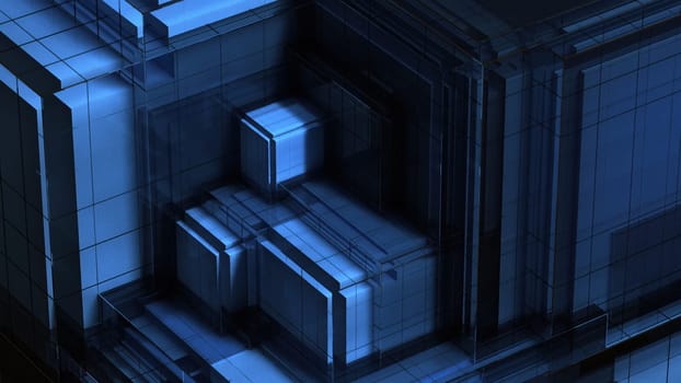 Glass digital cubes. Computer generated 3d render
