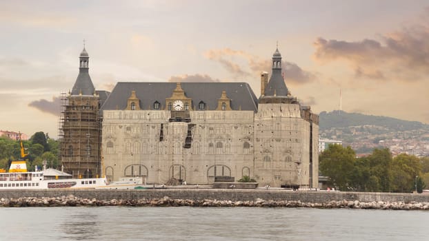 Bosphorus, Haydarpasha Railway Terminal, south of the Port of Haydarpasha, Kadikoy, built in 1909 and closed in 2013 due to the rehabilitation of the Marmaray line, Istanbul, Turkey