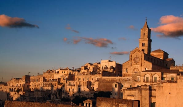 view of the town of Matera and historical stones , Unesco wolrd heritage, Matera, Basilicata, Italy
