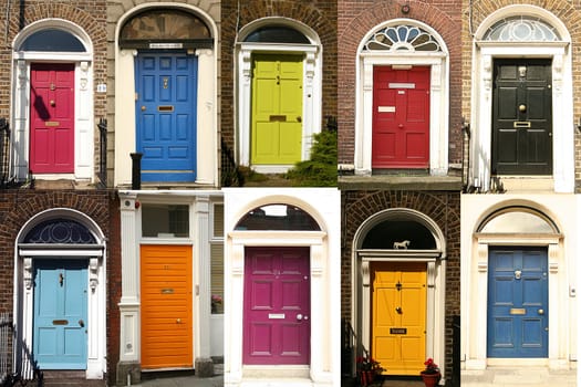 set of typical georgian doors in the city of Dublin