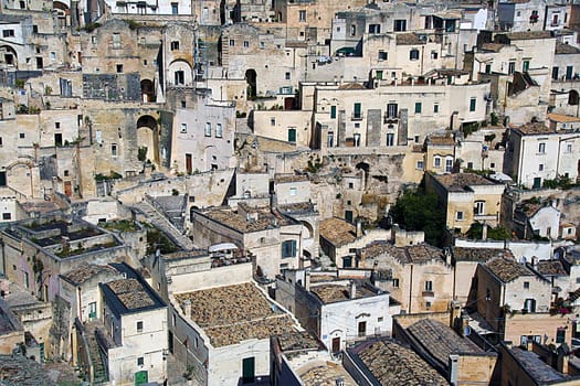 view of the town of Matera and historical stones , Unesco wolrd heritage, Matera, Basilicata, Italy