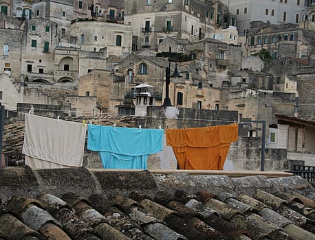view of the town of Matera and historical stones , Unesco wolrd heritage, Matera, Basilicata, Italy