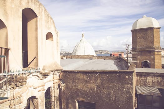 Ancient palace abandoned in the island of Procida in Italy