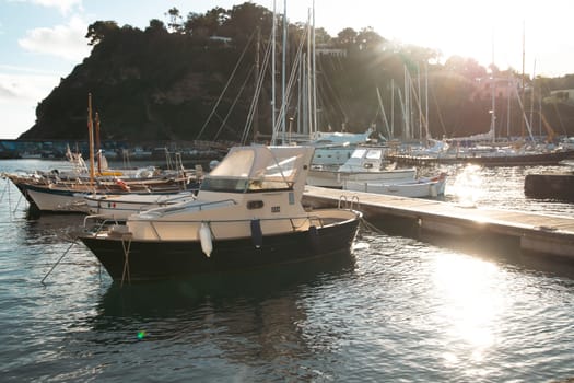 Boats in Chiaiolella bay, Procida island, Italy