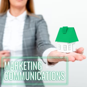 Text caption presenting Marketing Communications, Business approach linked all forms or communication