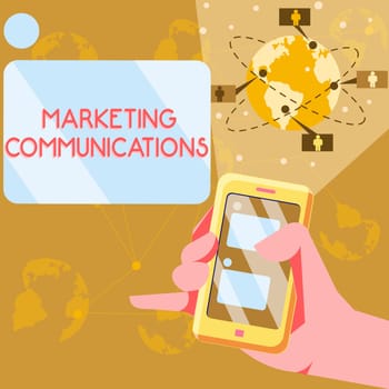 Conceptual display Marketing Communications, Business approach linked all forms or communication