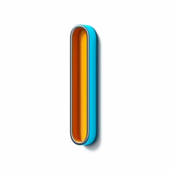 Orange blue thin metal font Letter I 3D rendering illustration isolated on white background
