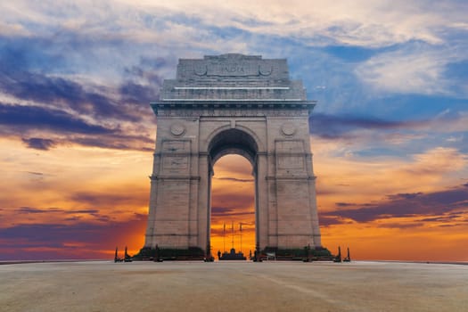 Sunset by India Gate, famous landmark of New Delhi.