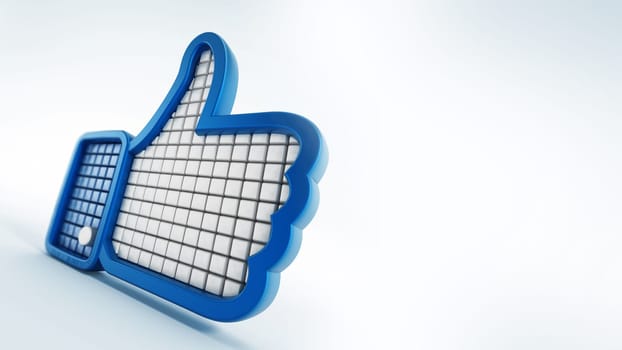 Thumb up symbol isolated on white background. 3D illustration.