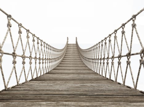 Rope bridge isolated on white background. 3D illustration.