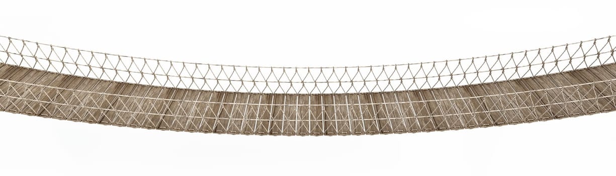 Rope bridge isolated on white background. 3D illustration.