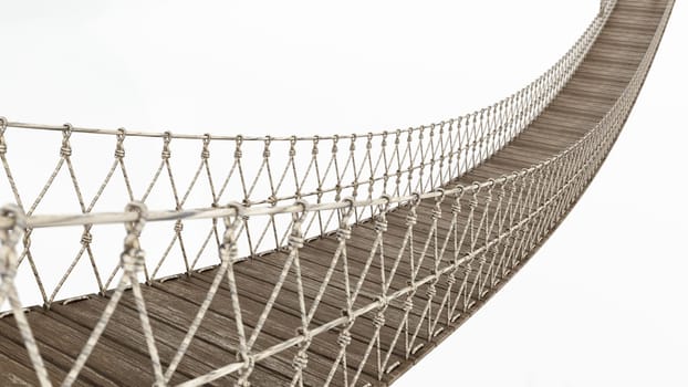 Rope bridge isolated on white background. 3D illustration.