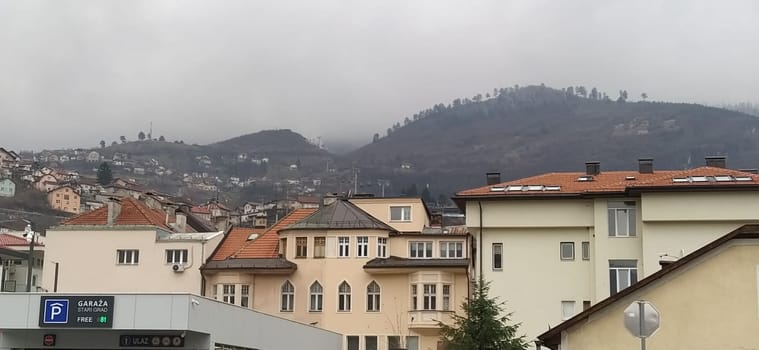 Sarajevo, Bosnia and Herzegovina, March 8, 2020, central streets of Sarajevo. Islamic landmarks and tourist sites. Tourist attractions of Sarajevo. Tourist business, travel and excursions. Balkans.