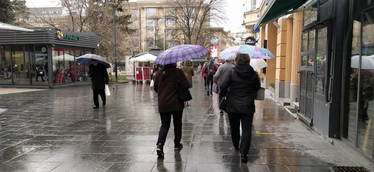 Sarajevo, Bosnia and Herzegovina, March 8, 2020, central streets of Sarajevo. Islamic landmarks and tourist sites. Tourist attractions of Sarajevo. Tourist business, travel and excursions. Balkans.