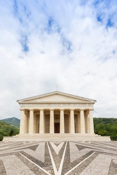 Possagno, Italy. Temple of Antonio Canova with classical colonnade and pantheon design exterior