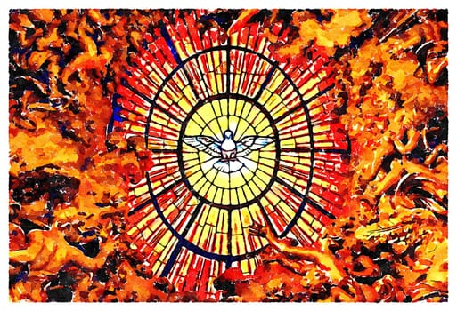 Creative illustration of Holy spirit symbol of peace, love and hope. Concept for Christianity, god, heaven.