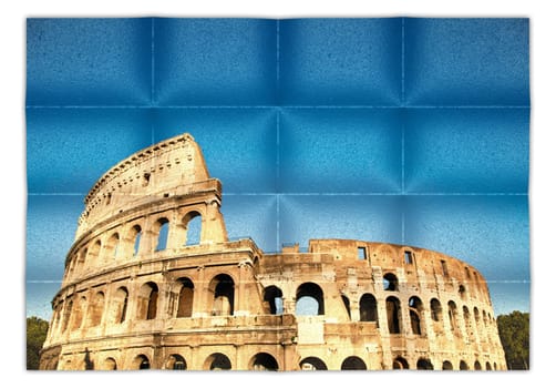 Italy, Rome - Roman Colosseum with blue sky, the most famus Italian landmark