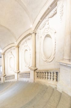 Turin, Italy - Circa January 2022: luxury marble staircase. Antique architecture interior design
