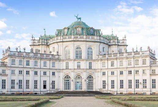 Turin, Italy - January 2023: Stupinigi Royal Palace. Luxury old baroque exterior