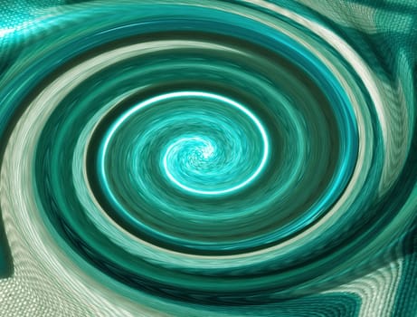 A whirling vortex spiral. Spiral of hypnosis, hypnosis concept, downward pattern, abstract background from circles of colored texture. Turquoise, blue, green, blue, white, gray colors