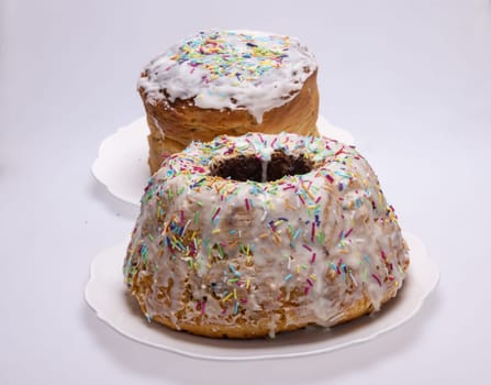 Traditional Ukrainian Easter Cake Kulich or Orthodox Christian Easter Bread.
