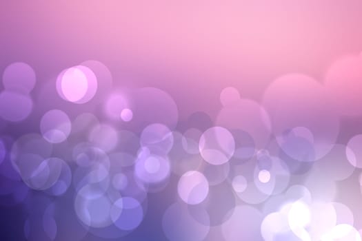Abstract gradient blue pink violet background texture with blurred white bokeh circles and lights. Space for design. Beautiful backdrop.
