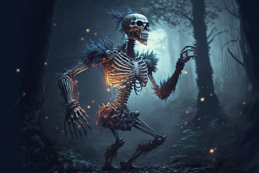 Fantasy skeleton creature. Halloween theme. Created with Generative AI technology.