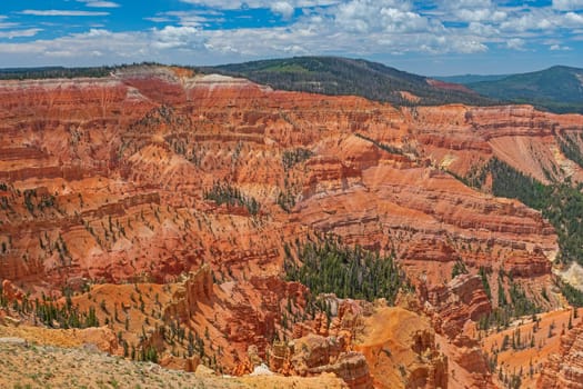 Red Cliff Panorama on a Sunny Day in Cedar Breaks National Monument in Utah
