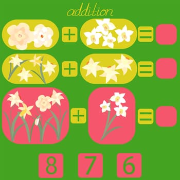count the flowers in the picture and put the right number in the rebus for children under 6 years old