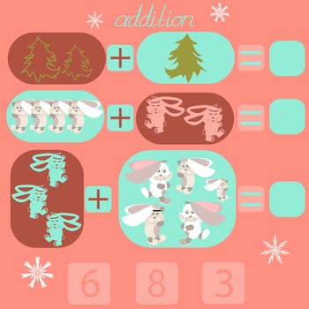 count the rabbits in the picture and put the right number in the rebus for children under 6 years old