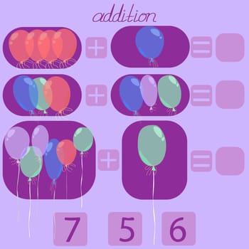 count the balloons in the picture and put the desired number in the rebus for children under 6 years old