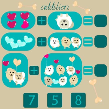 count the dogs in the picture and put the right number in the rebus for children under 6 years old
