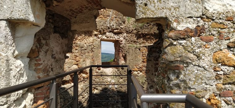 The walls of the old tower. Stone masonry that has stood in the open air for centuries. Sights of Serbia. Kula