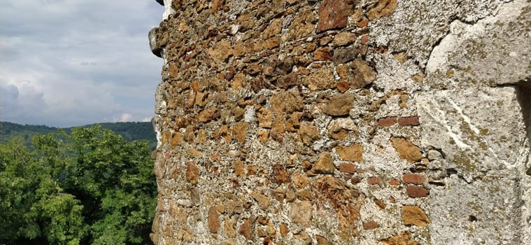 The walls of the old tower. Stone masonry that has stood in the open air for centuries. Sights of Serbia. Kula